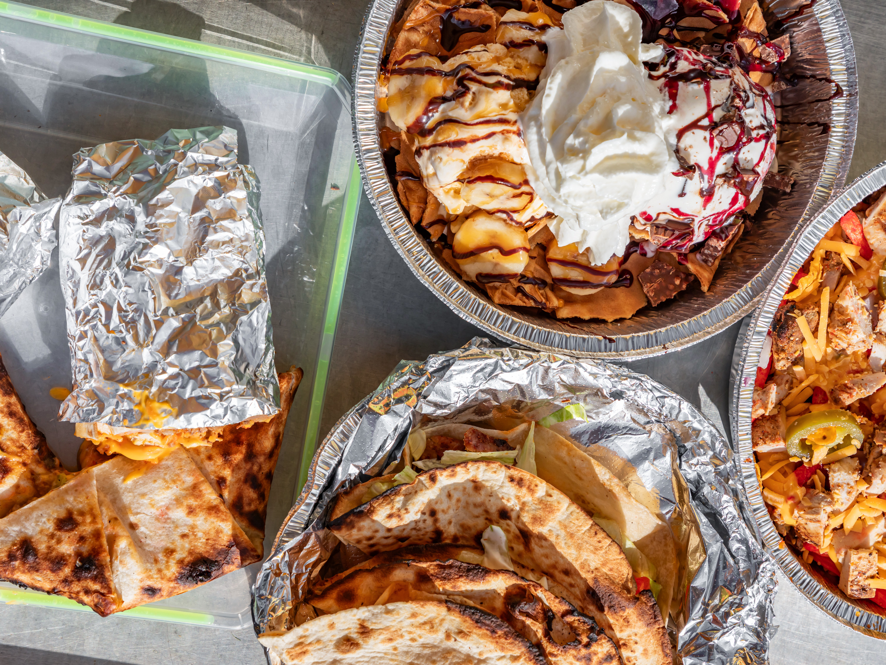 Neon Nachos delicious food - nachos, burritos, and ice cream